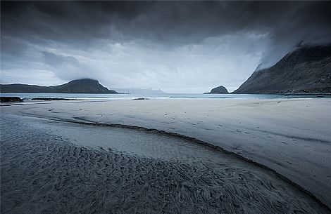 Storm in Haukland coast, Lofoten islands, Norway