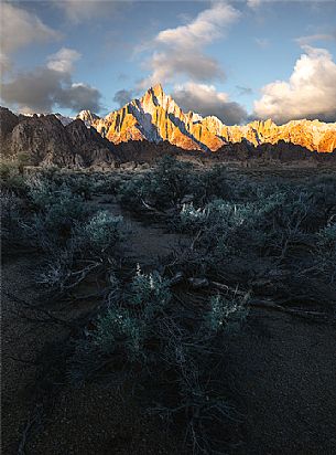 Whitney mount at sunrise, Alabama hills, Sierra Nevada, California, USA Whitney mount at sunrise, Alabama hills, Sierra Nevada, California, USA