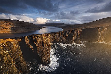 Sorvagsvatn lake in the Vagar island,Faroe Islands, Denmark, Europe Sorvagsvatn lake in the Vagar island,Faroe Islands, Denmark, Europe