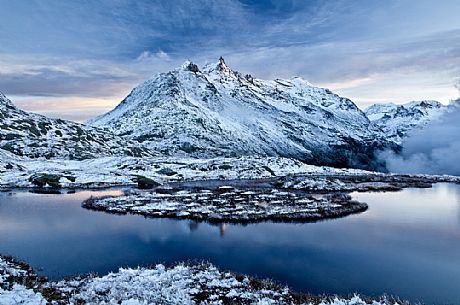 The Dent Ambin reflected on a puddle of water in Val Cenis