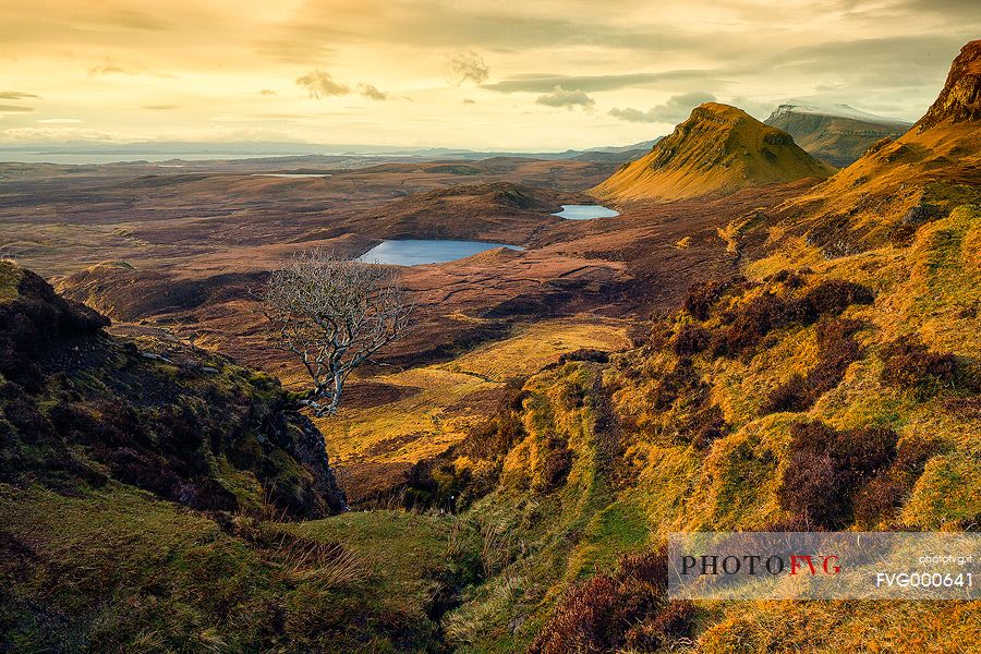 East Coast of Skye at sunrise from the Quiraing on the Trotternish peninsula