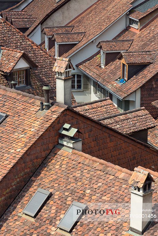 Detail of the old town of Bern from above, Switzerland, Europe