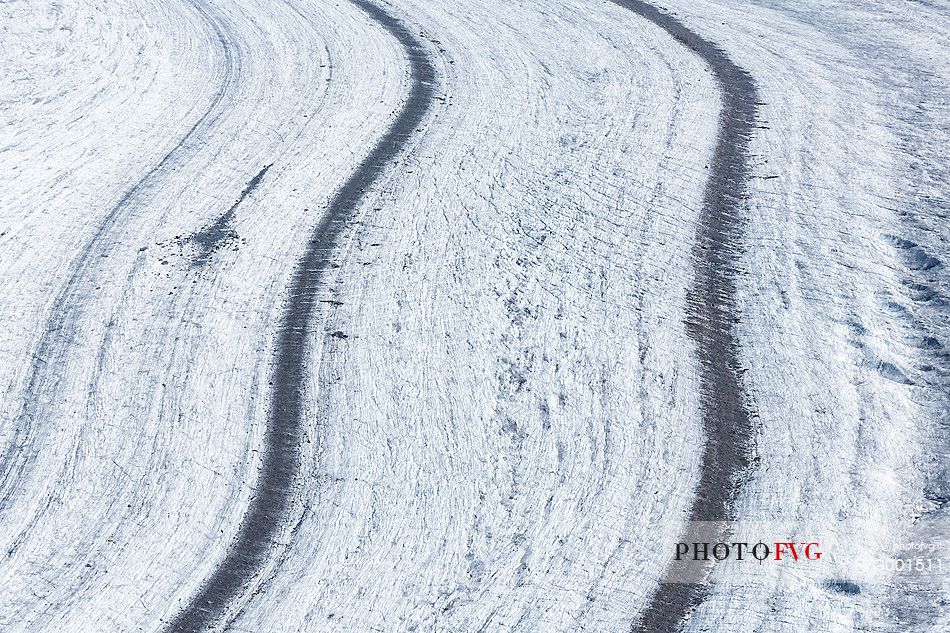 Detail of Aletsch glacier, the largest in Europe, from Eggishorn Bergstation, Fiesch, Valais, Switzerland, Europe