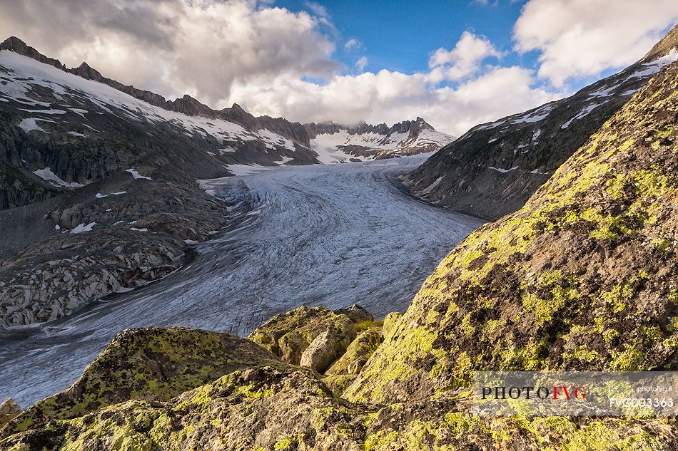 Rhone Glacier at sunset, Furka pass, Switzerland, Europe