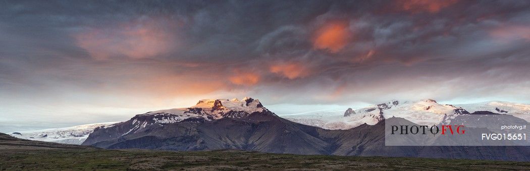 Amazing sunset in the mountain area of  Skftafell National Park