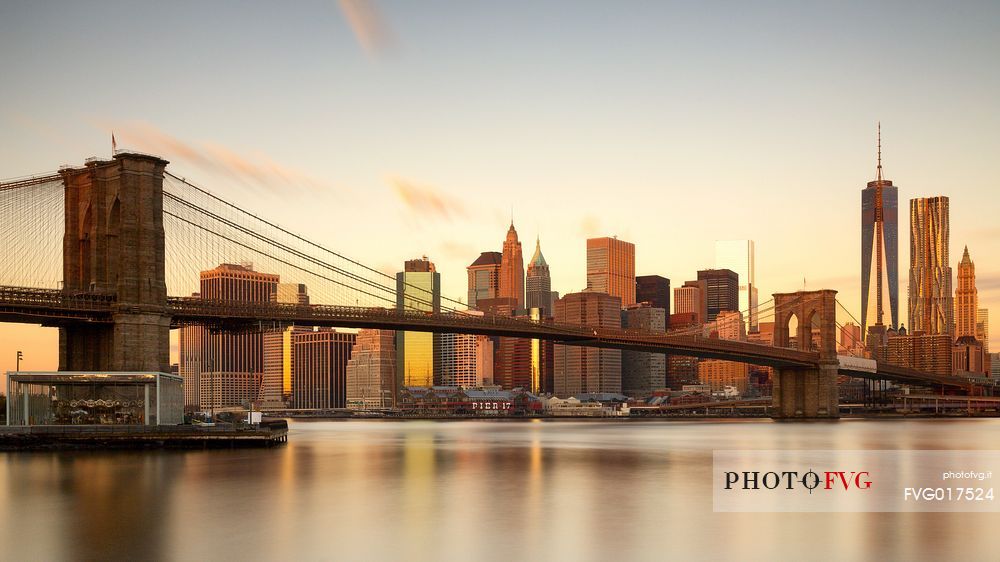 Manhattan skyline at sunrise