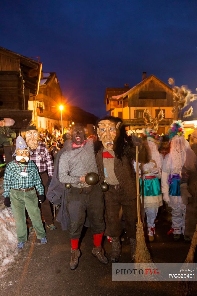 Some moments of Sauris Carnival with the most important masks: the Rlar and Kheirar. Sauris di Sotto.