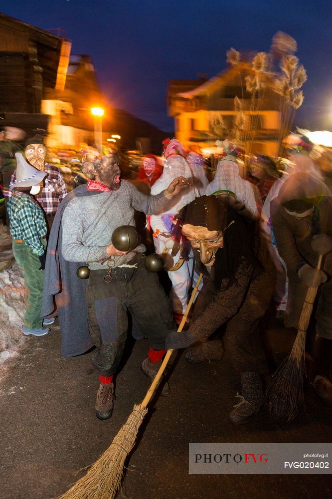 Some moments of Sauris Carnival with the most important masks: the Rlar and Kheirar. Sauris di Sotto.