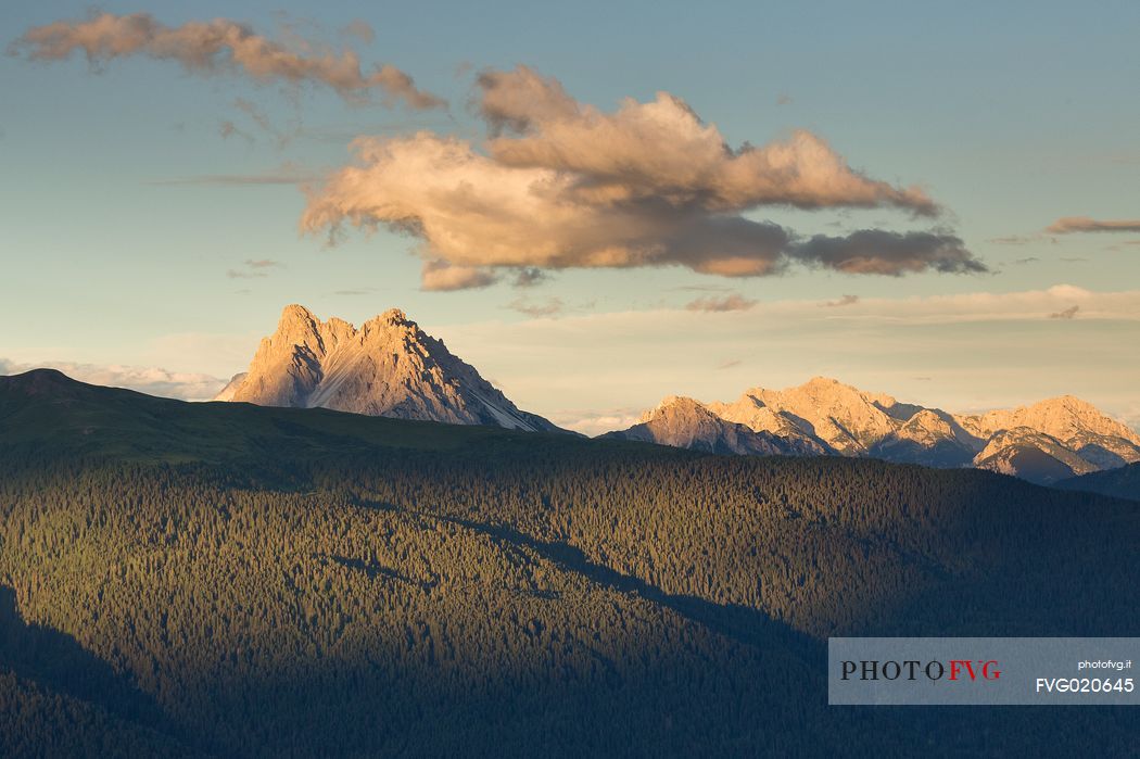 Sunset on Peralba mountain from Berti refuge, Cadore, dolomites, Italy