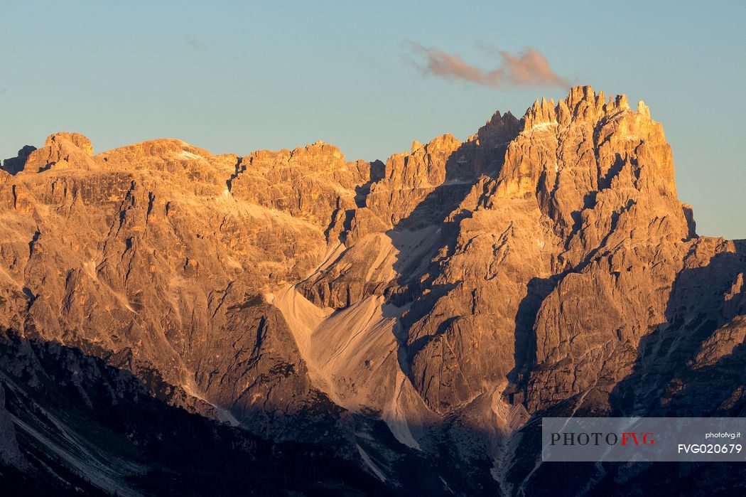 Sunrise on Mount Popera from Quatern summit, Comelico, Italy