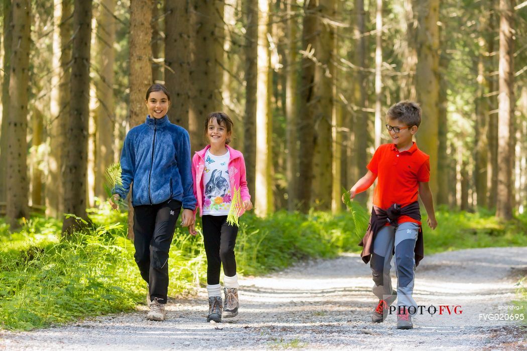 Little hikers in Val Visdende, Cadore, Italy