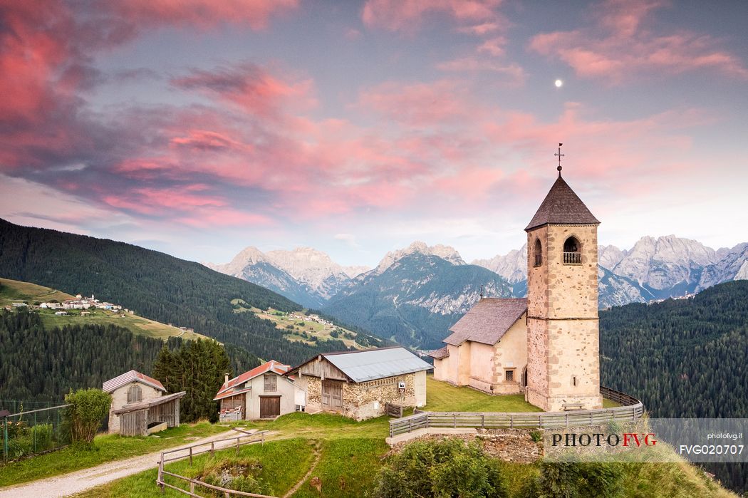 Sunset from the church of St. Leonardo Vecchio, Casamazzagno, Comelico, Italy