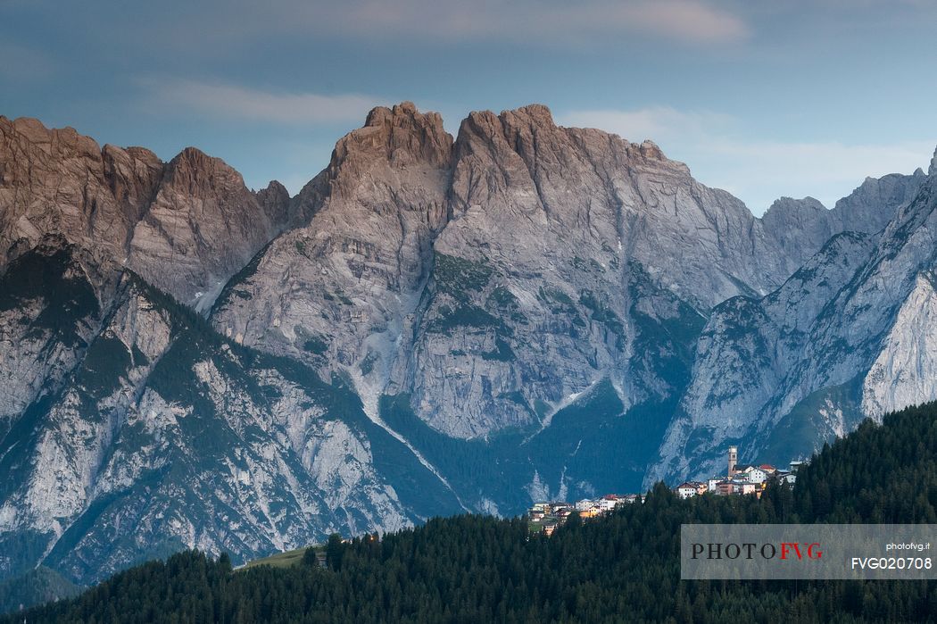 The village of Danta ad dusk, Comelico, Italy