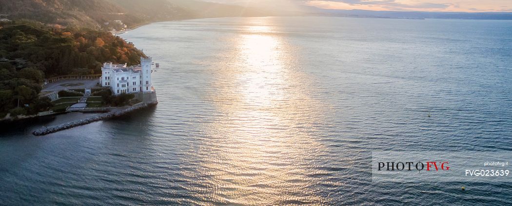 Sunset at Miramare castle, Trieste, Italy