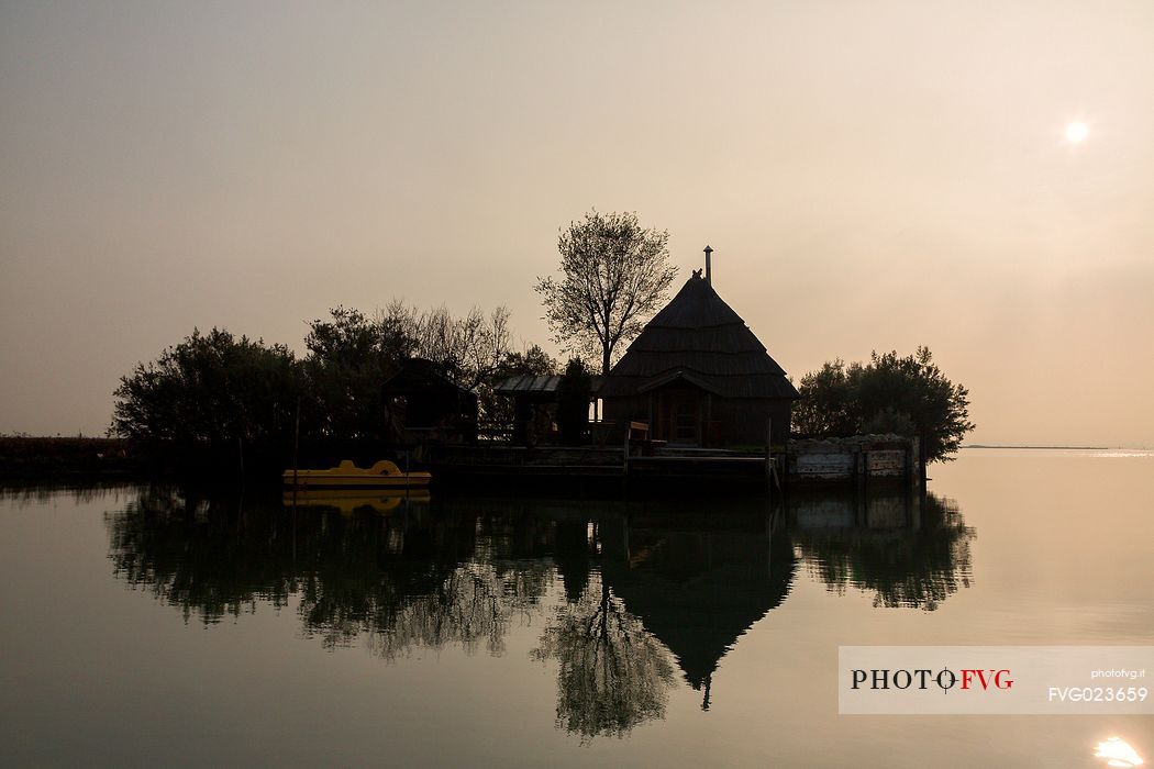 Casoni, typical lodge used by fishermen, Marano Lagunare, Italy