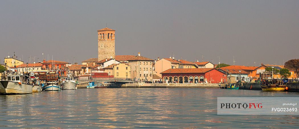 The village of Marano Lagunare from the sea, Italy