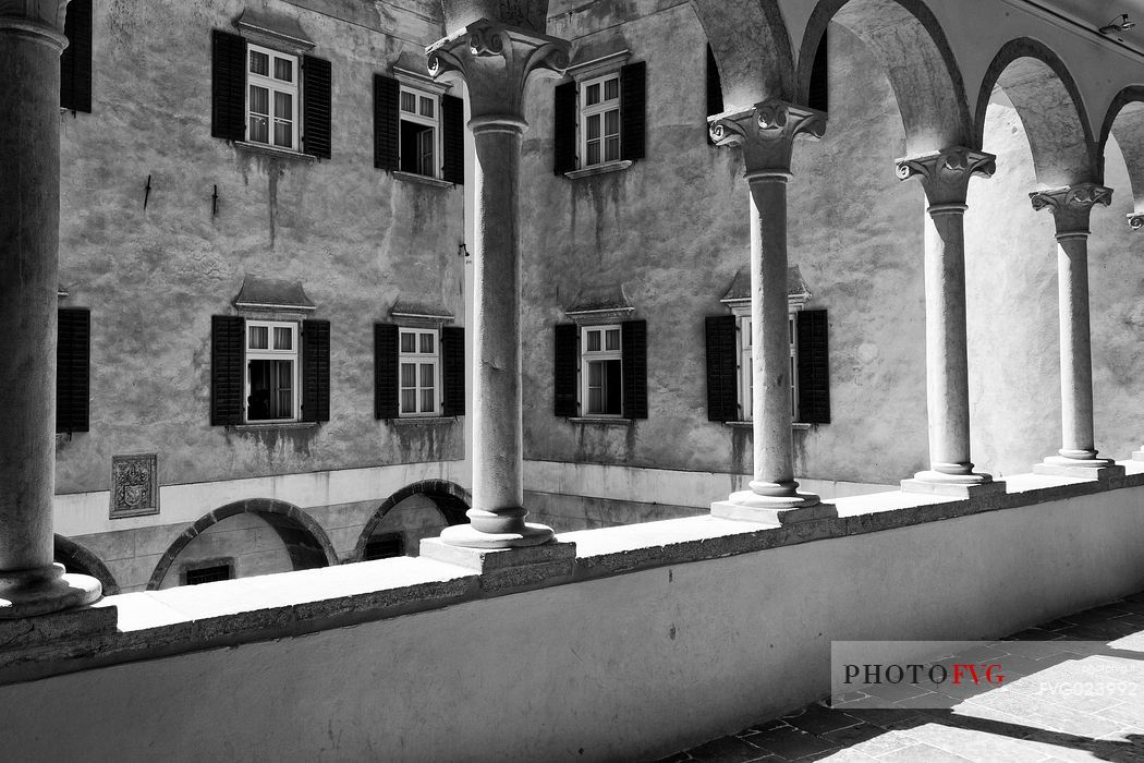 The inner courtyard of Thun Castle, Val di Non, Trentino, Italy