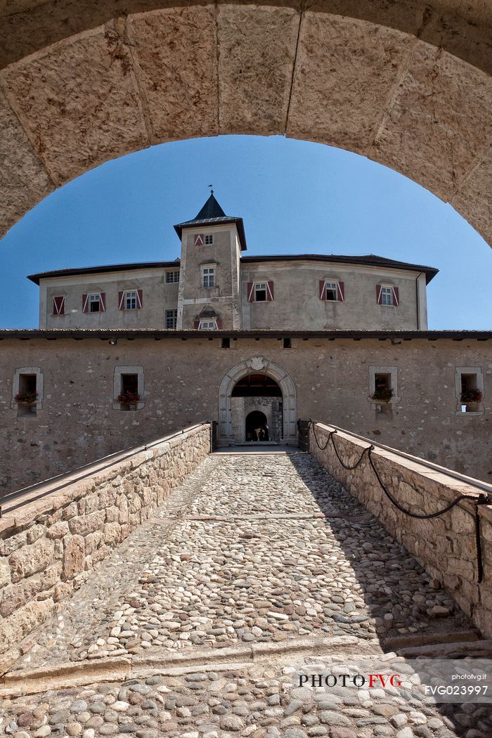 Entrance of Castel Thun castle,  Val di Non, Trentino, Italy