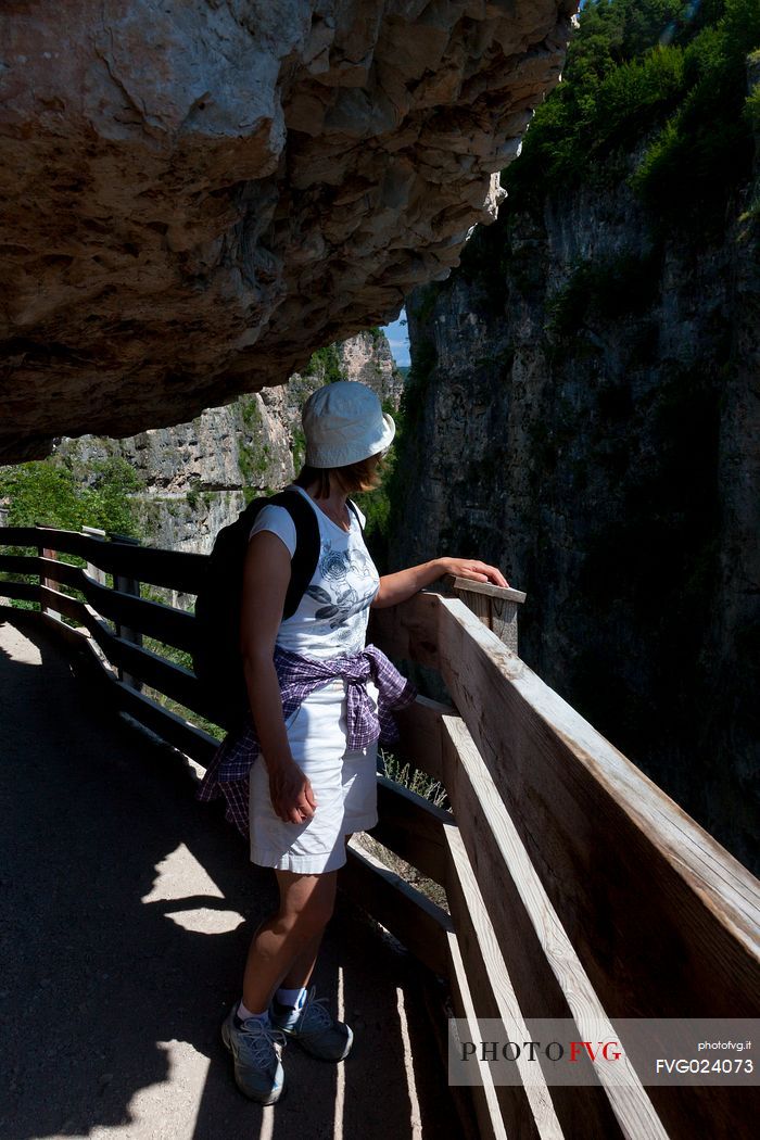 Walking towards the San Romedio Sanctuary, Val di Non, Trentino, Italy