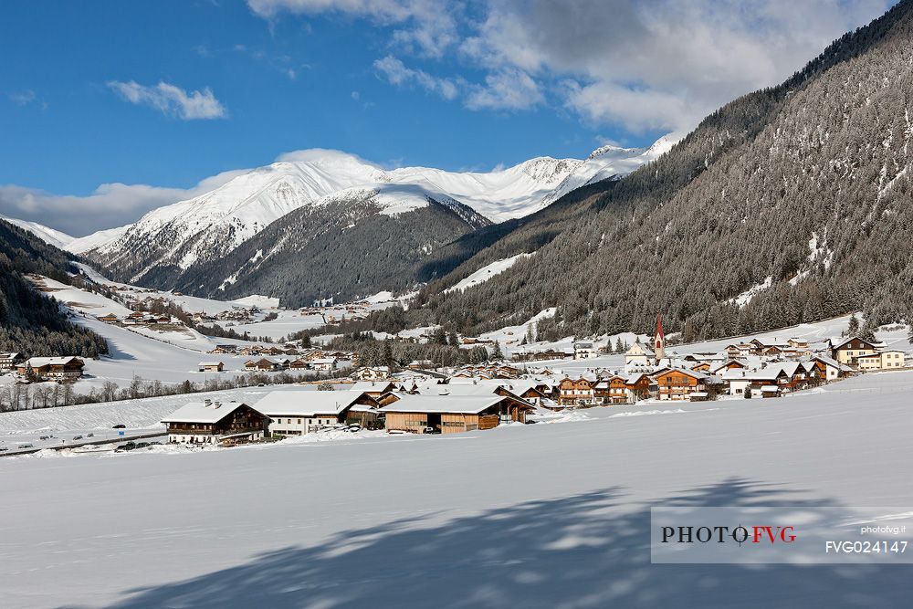 San Martino village in winter, Casies valley, South Tyrol, Italy