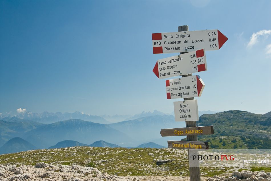 Summit of mount Ortigara and in the background the Valsugana mountain, Asiago, Itay