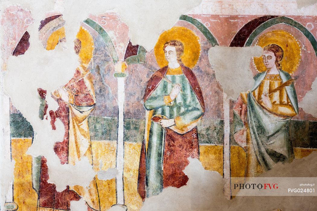 ancient fresco in the Basilica of Aquileia, Italy