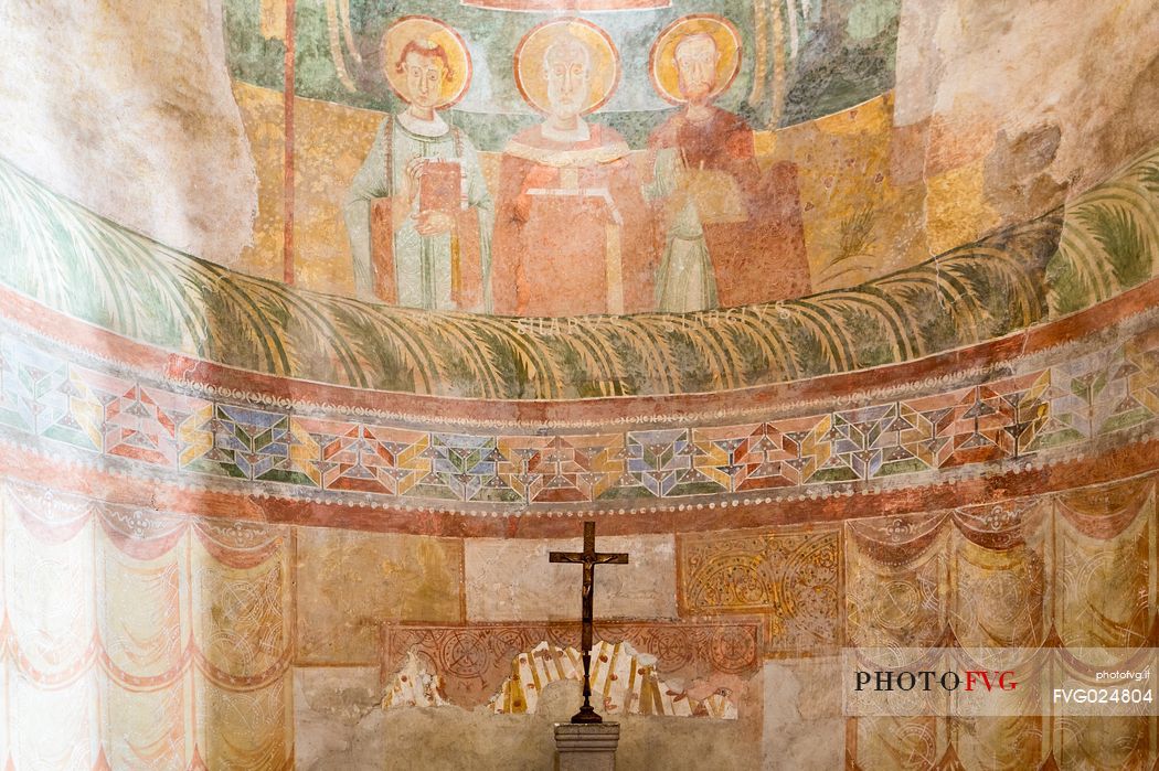 Apse, the magnificent frescoed ceiling of the Basilica of Aquileia, Italy