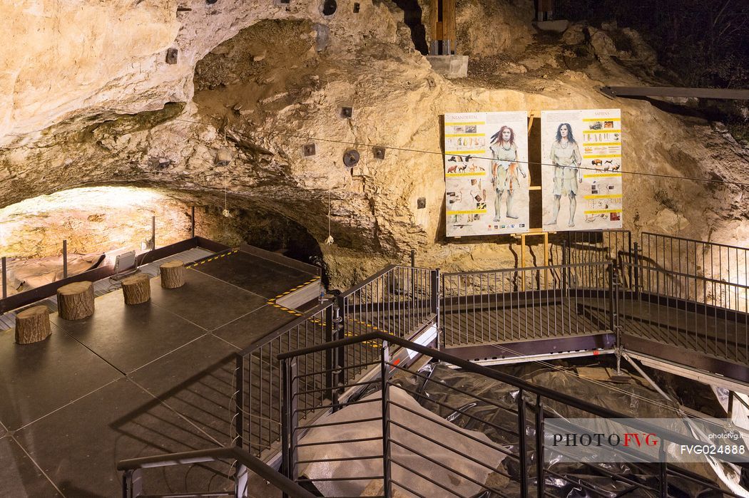 The cave of Fumane, one of the largest prehistoric archaeological sites in Europe, Lessinia mountain, Italy