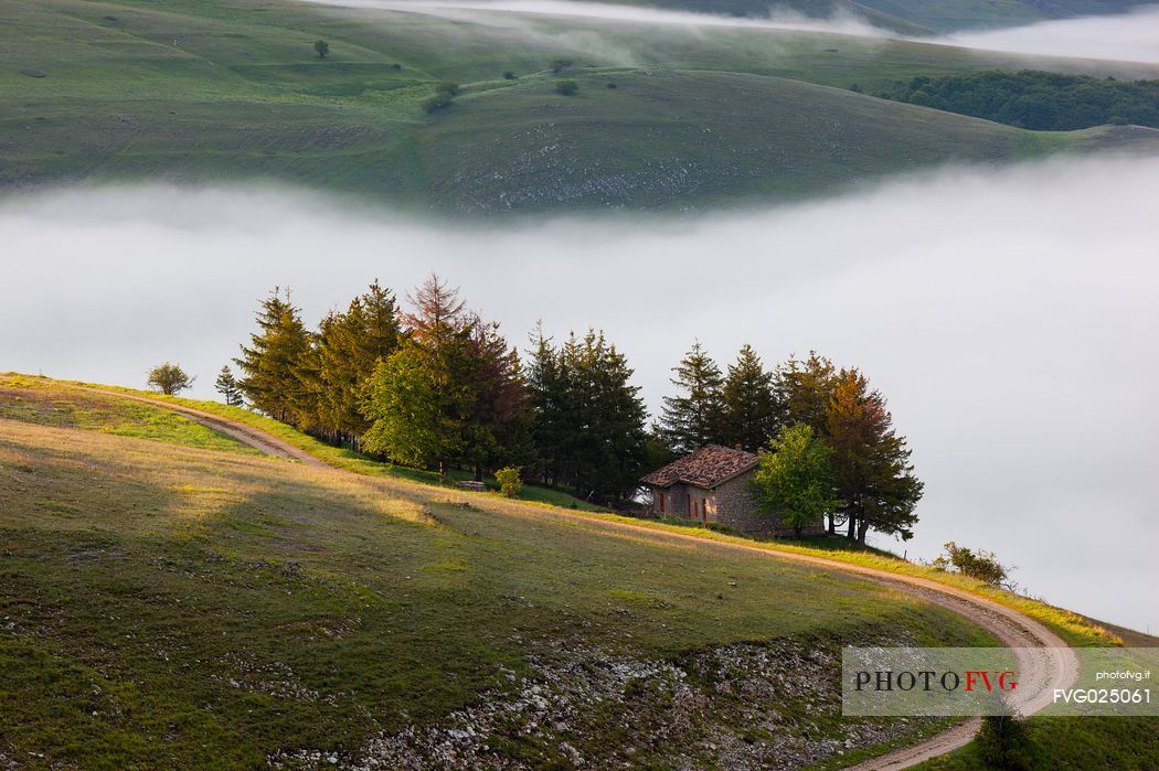 Typical landscape near Castelluccio di Norcia, Umbria, Italy