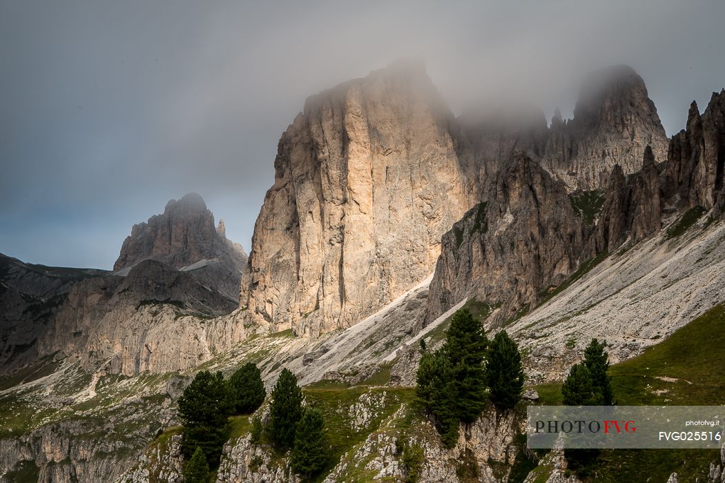 Landscape of Catinaccio mountain group, Trentino, Dolomites, Italy