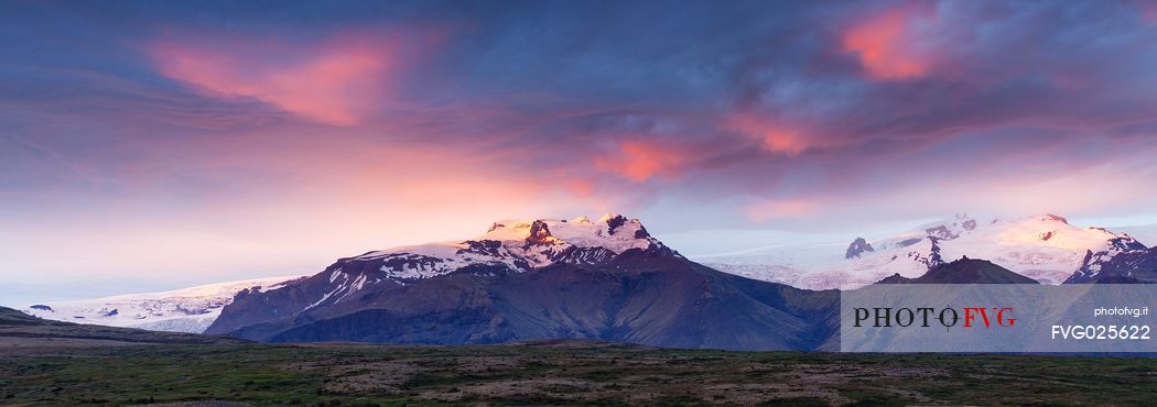 Sunset on the mountain of Skaftafell National Park,Iceland