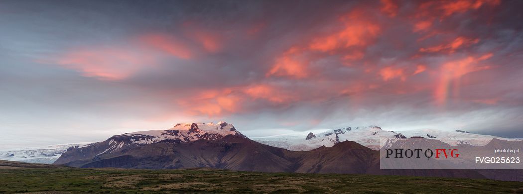 Sunset on the mountain of Skaftafell National Park,Iceland