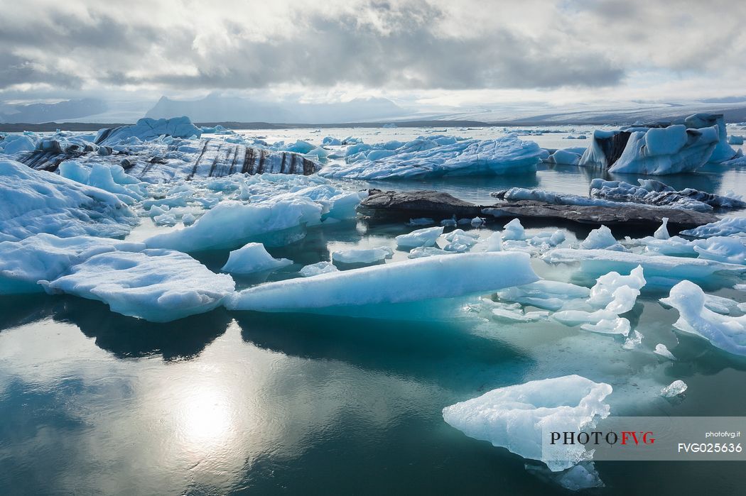 Blue iceberg on Jokulsarlon lagoon lake, Vatnajokull National Park, Iceland