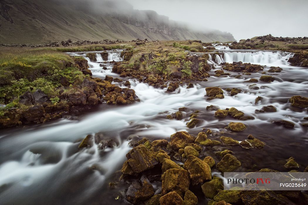 Small waterfall in south Iceland, Reykjanes, Suurne, Iceland, Europe