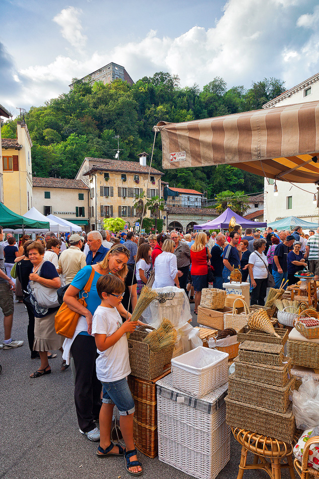 People at the ancient Sagra dei Sst o Thest feast in Polcenigo, Friuli Venezia Giulia, Italy