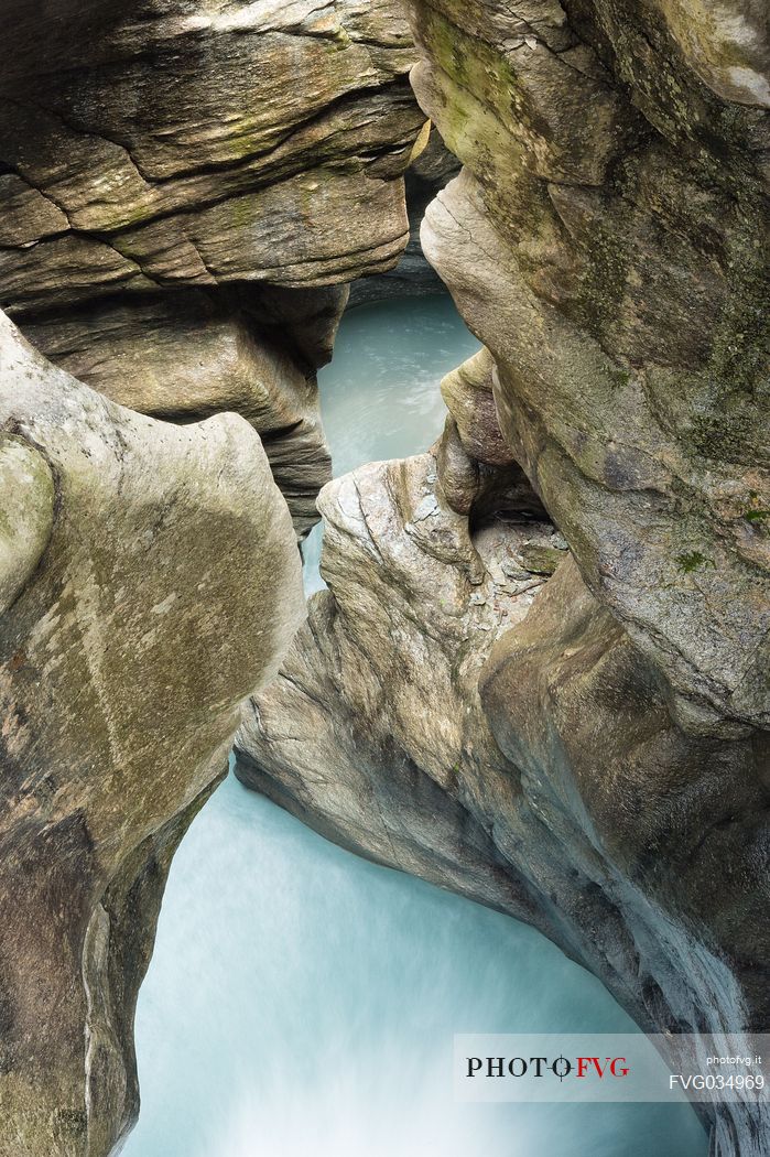 Canyon in Cavaglia Glacial Garden also referred to as Giants Pots, Cavaglia, Poschiavo valley, Engadin, Canton of Grisons, Switzerland, Europe