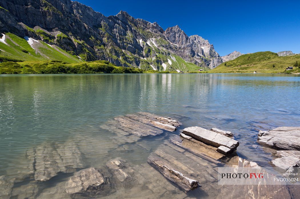 Truebsee Lake near Titlis Glacier, Engelberg, Canton of Obwalden, Switzerland, Europe 