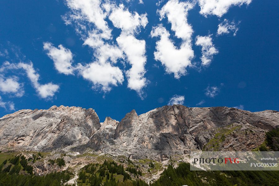 The south wall of Marmolada mount from Ombretta valley, alto agordino, dolomites, Veneto, Italy, Europe