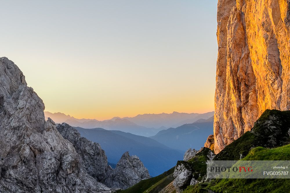 Sunrise at Sesis pass, Sappada, dolomites, Friuli Venezia Giulia, Italy, Europe