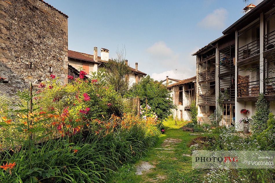 Traditional architecture in the small village of Andreis, Friuli Venezia Giulia, dolomites, Italy, Europe