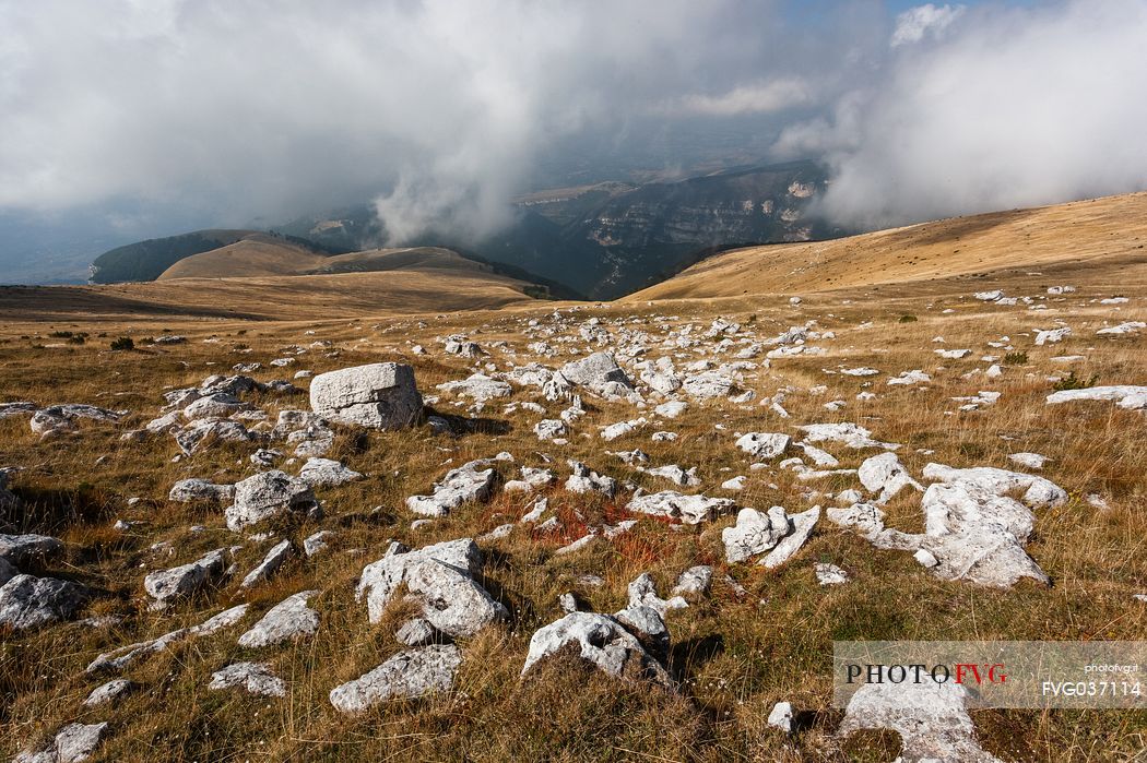 Blockhaus peak in the Murelle amphitheater, Majella national park, Abruzzo, Italy, Europe