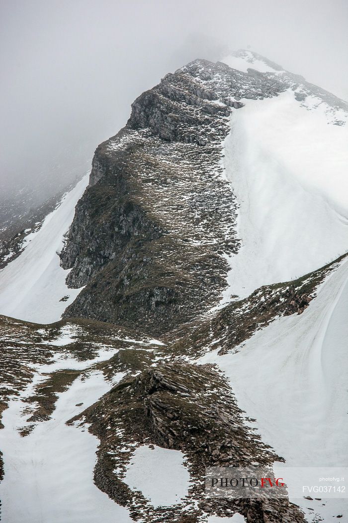 Thaw in the slope of Campo Imperatore, Gran Sasso and Monti della Laga national park, Abruzzo, Italy, Europe