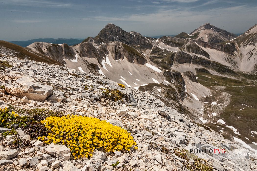 Landscape of Gran Sasso national park from Duca degli Abruzzi hut, Abruzzo, Italy, Europe