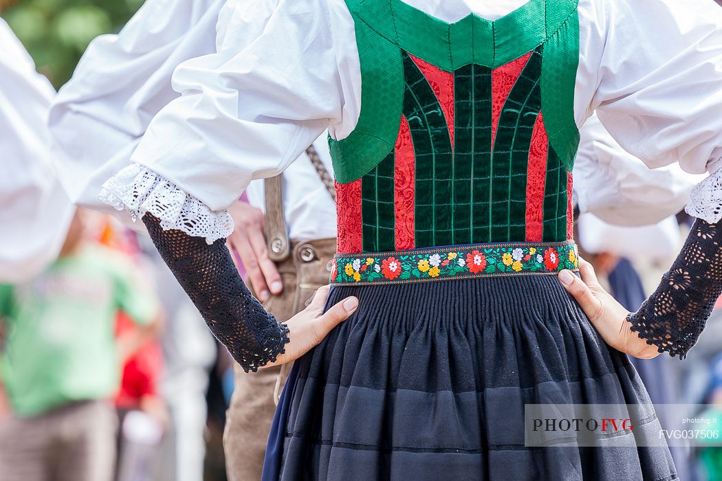 Detail of traditional dress of Badia valley, dolomites, South Tyrol, Italy, Europe