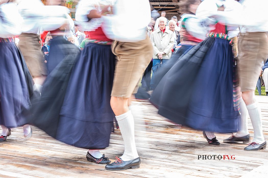 Dancers during the traditional village festival, Badia valley, dolomites, South Tyrol, Italy, Europe

