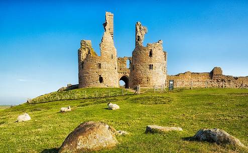 Dunstanburgh Castle and sheeps