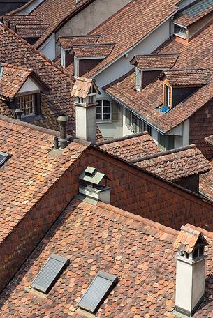 Detail of the old town of Bern from above, Switzerland, Europe