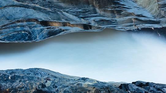 Detail of Trummelbach underground waterfalls formed by melting waters of Jungfrau glacier, Lauterbrunnen valley, Switzerland, Europe