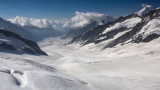 Aletsch glacier, the largest in Europe, from Jungfraujoch, the highest railway station in the Alps, Bernese Oberland, Switzerland, Europe Aletsch glacier, the largest in Europe, from Jungfraujoch, the highest railway station in the Alps, Bernese Oberland, Switzerland, Europe