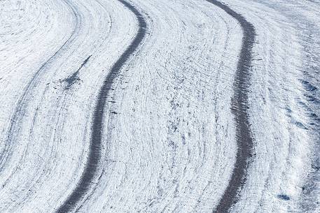 Detail of Aletsch glacier, the largest in Europe, from Eggishorn Bergstation, Fiesch, Valais, Switzerland, Europe